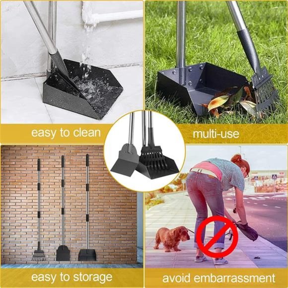 XL Poop Scooper for Large and Small Dogs with Long Handle, Metal Tray and Rake - Picture 6 of 6